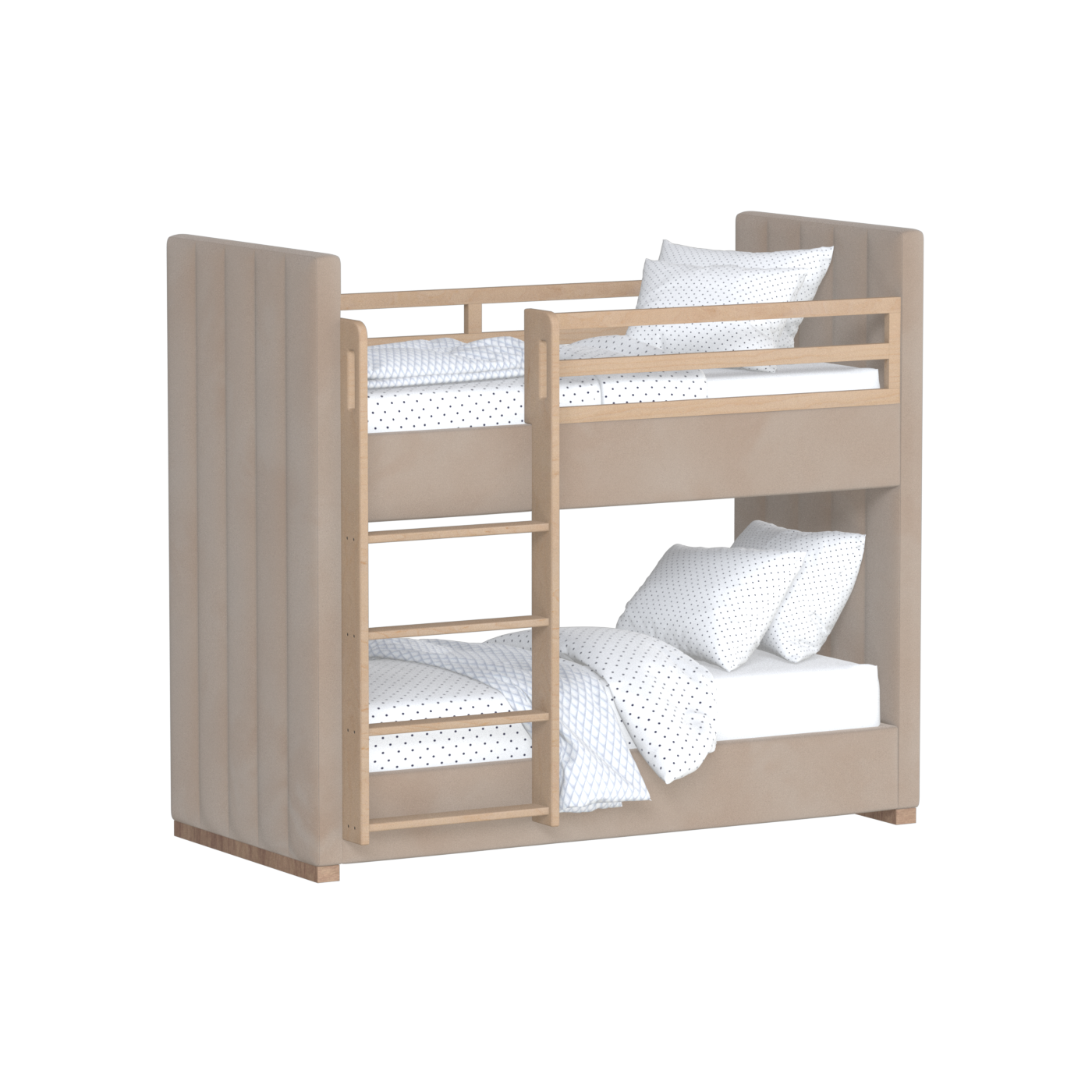 Paolo Bunk Bed with Soft Upholstery and Beechwood Accents