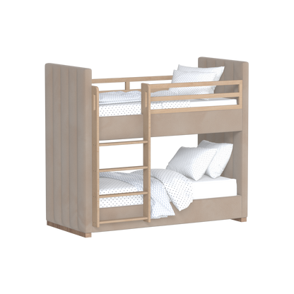 Paolo Bunk Bed with Soft Upholstery and Beechwood Accents
