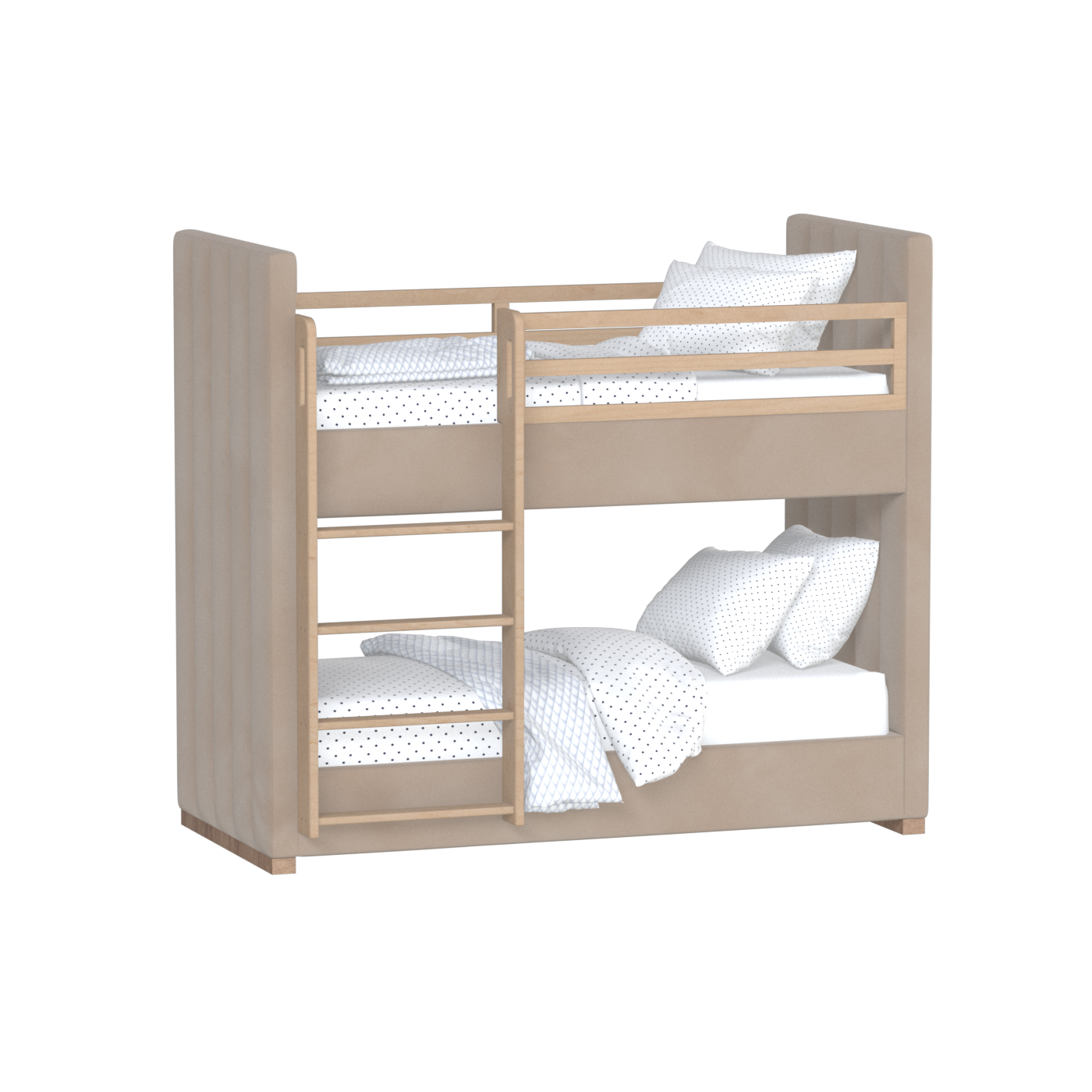 Paolo Bunk Bed with Soft Upholstery and Beechwood Accents