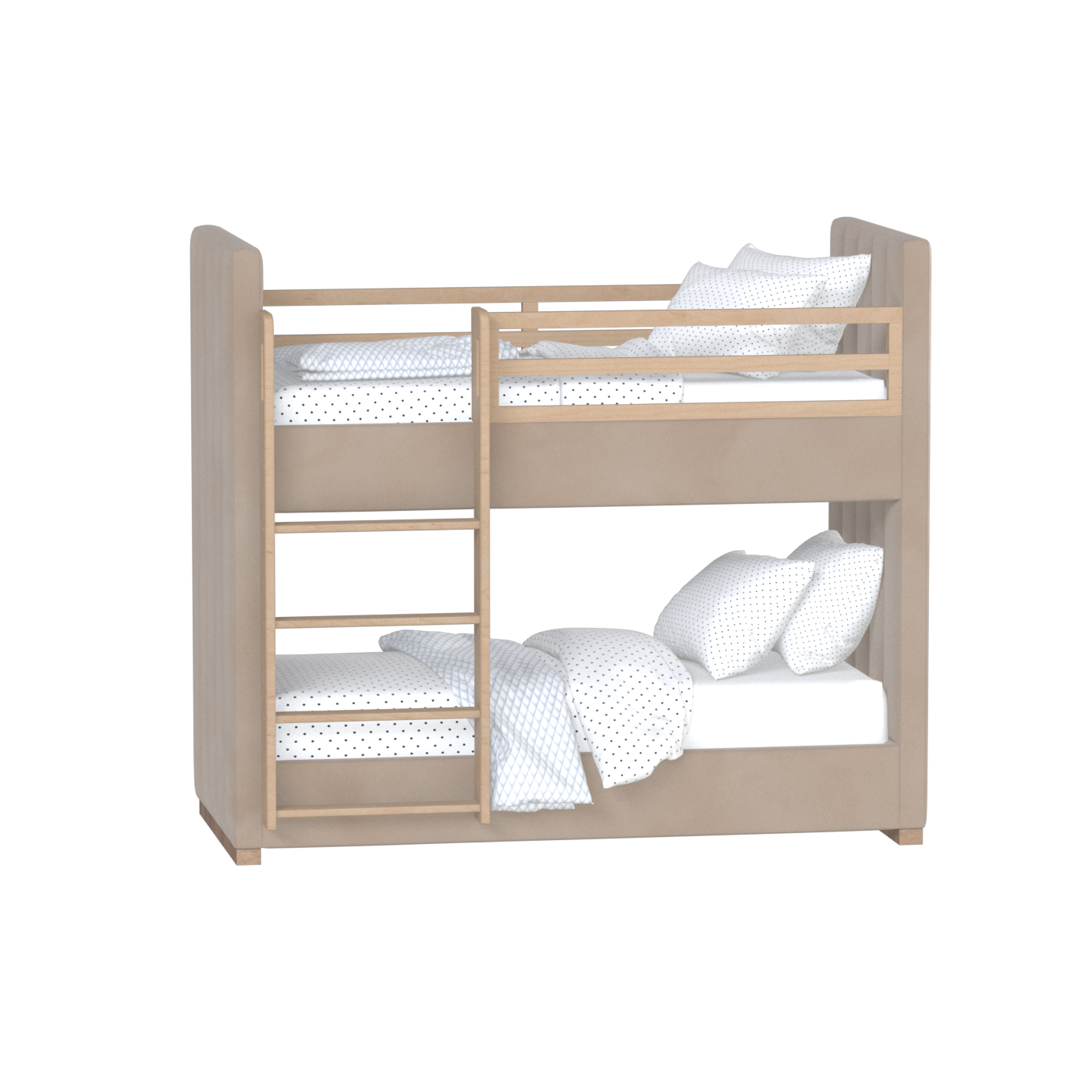 Paolo Bunk Bed with Soft Upholstery and Beechwood Accents