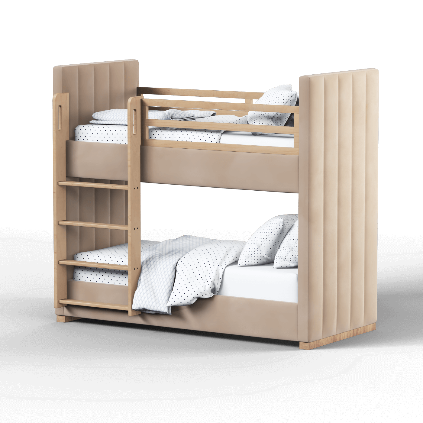 Paolo Bunk Bed with Soft Upholstery and Beechwood Accents