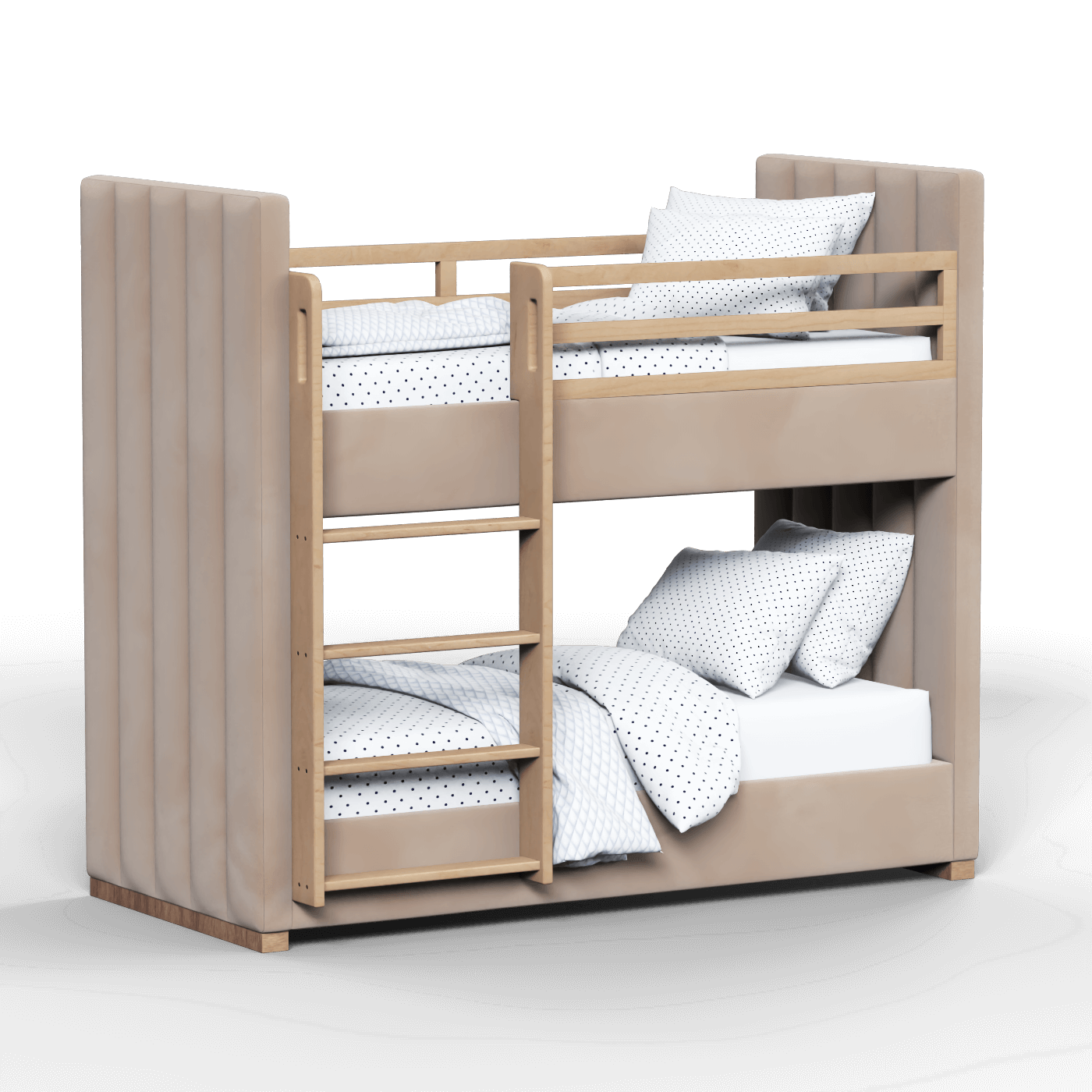 Paolo Bunk Bed with Soft Upholstery and Beechwood Accents