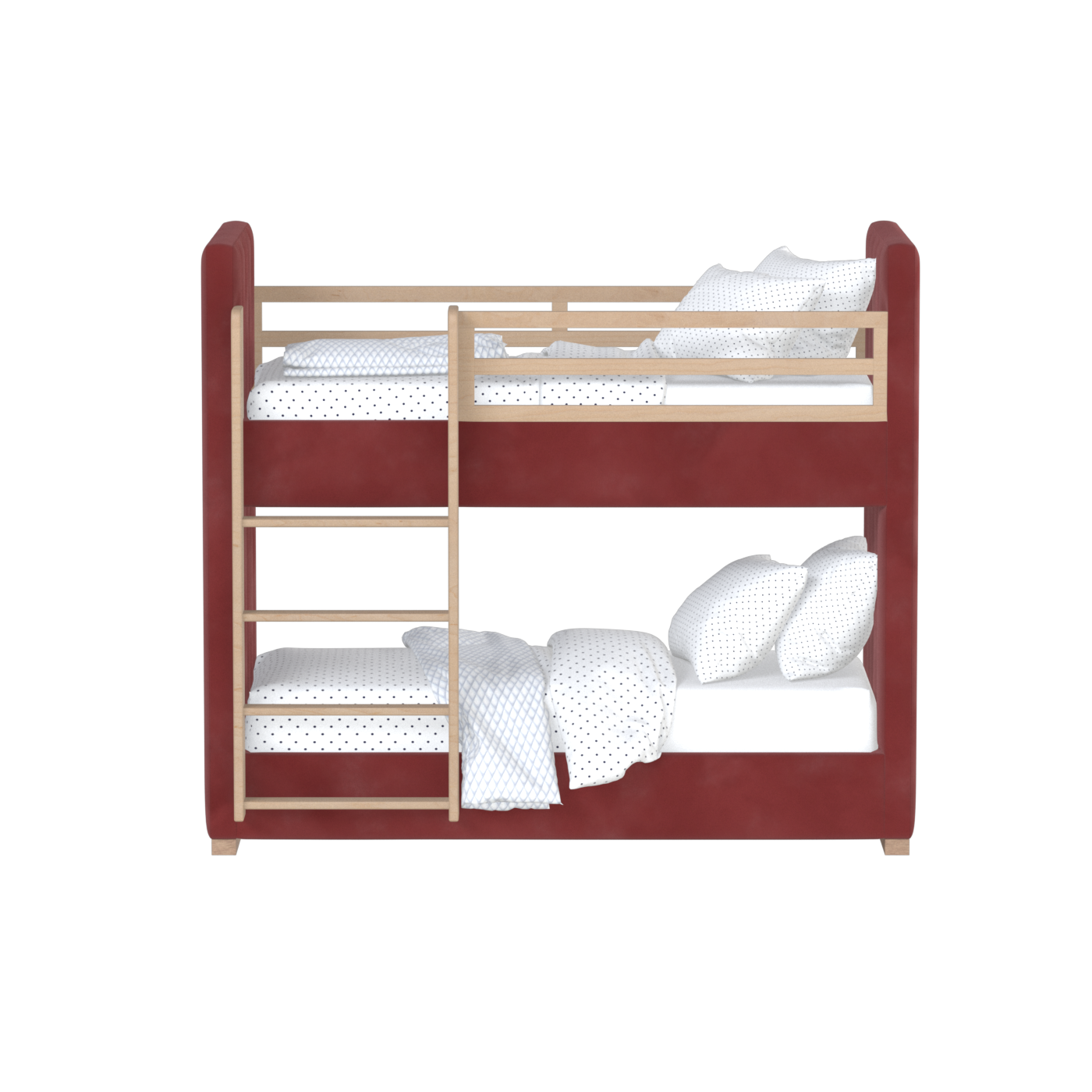 Paolo Bunk Bed with Soft Upholstery and Beechwood Accents