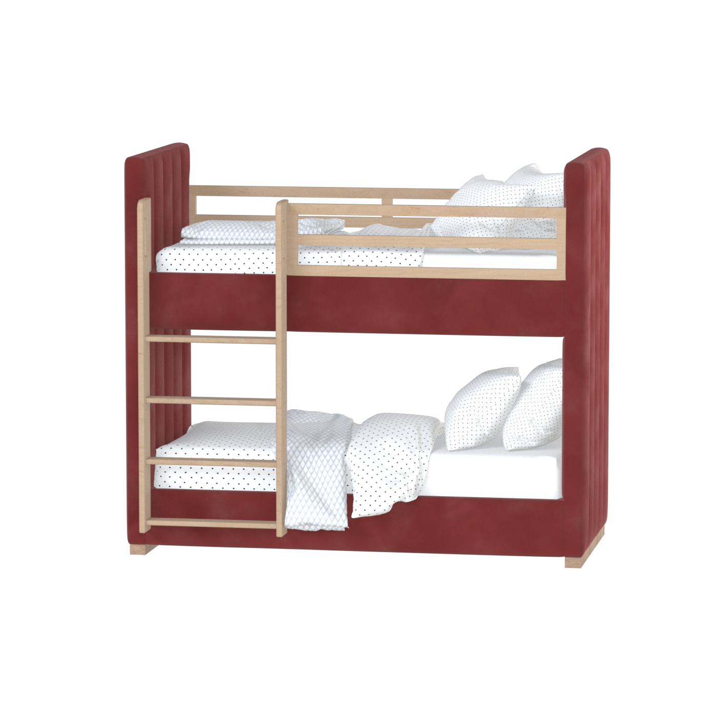 Paolo Bunk Bed with Soft Upholstery and Beechwood Accents
