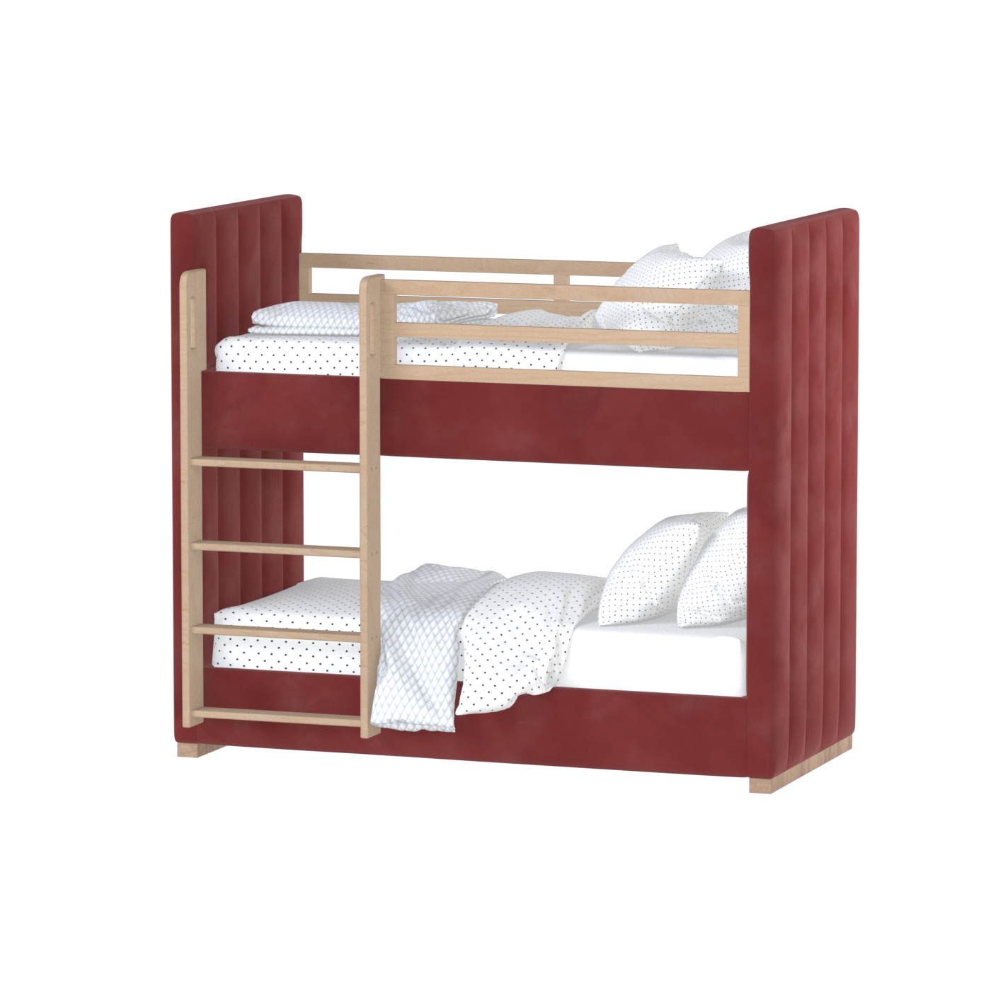 Paolo Bunk Bed with Soft Upholstery and Beechwood Accents