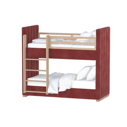 Paolo Bunk Bed with Soft Upholstery and Beechwood Accents