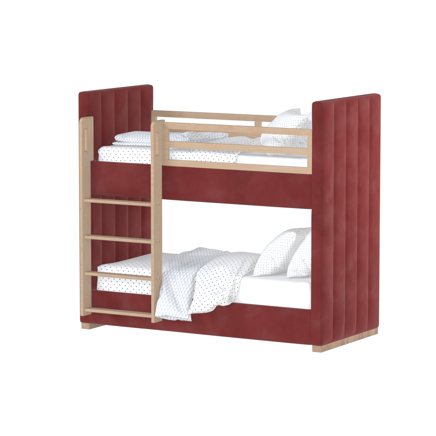 Paolo Bunk Bed with Soft Upholstery and Beechwood Accents