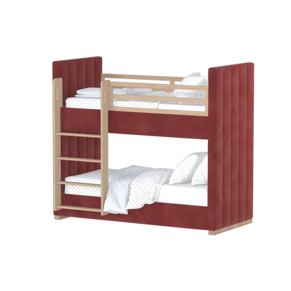 Paolo Bunk Bed with Soft Upholstery and Beechwood Accents