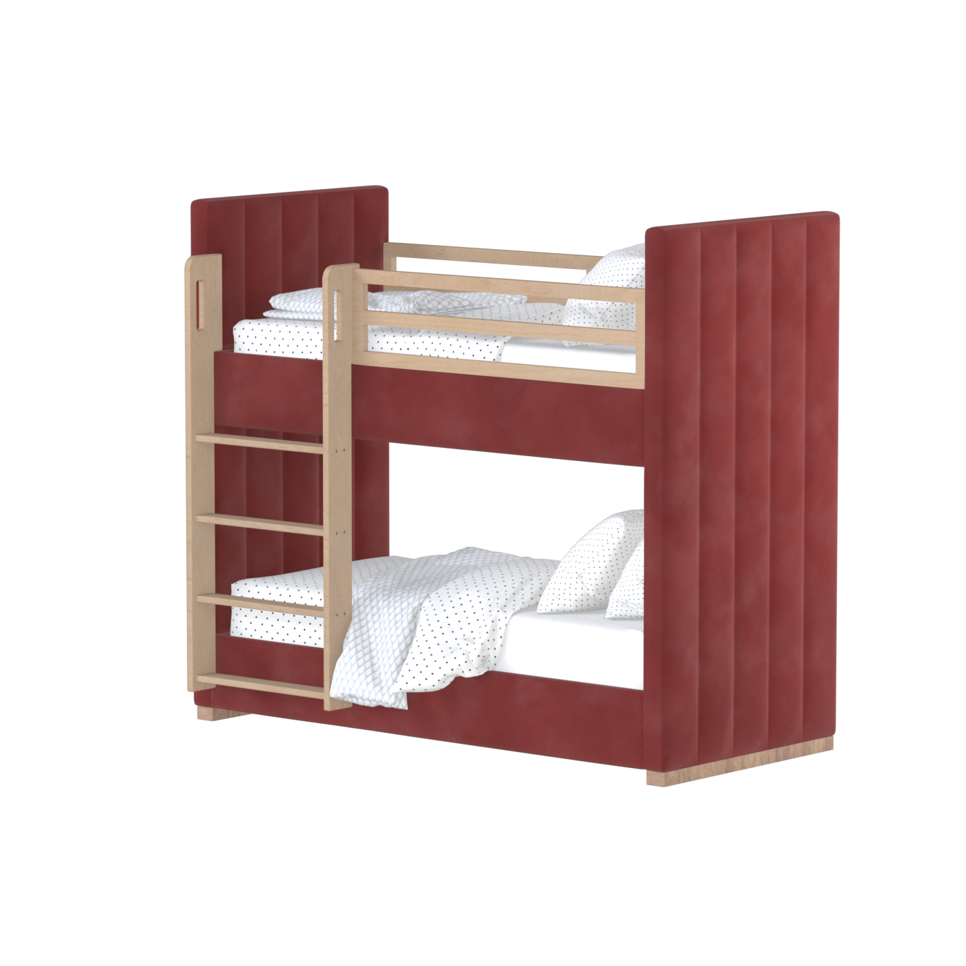 Paolo Bunk Bed with Soft Upholstery and Beechwood Accents