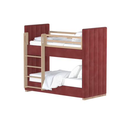 Paolo Bunk Bed with Soft Upholstery and Beechwood Accents