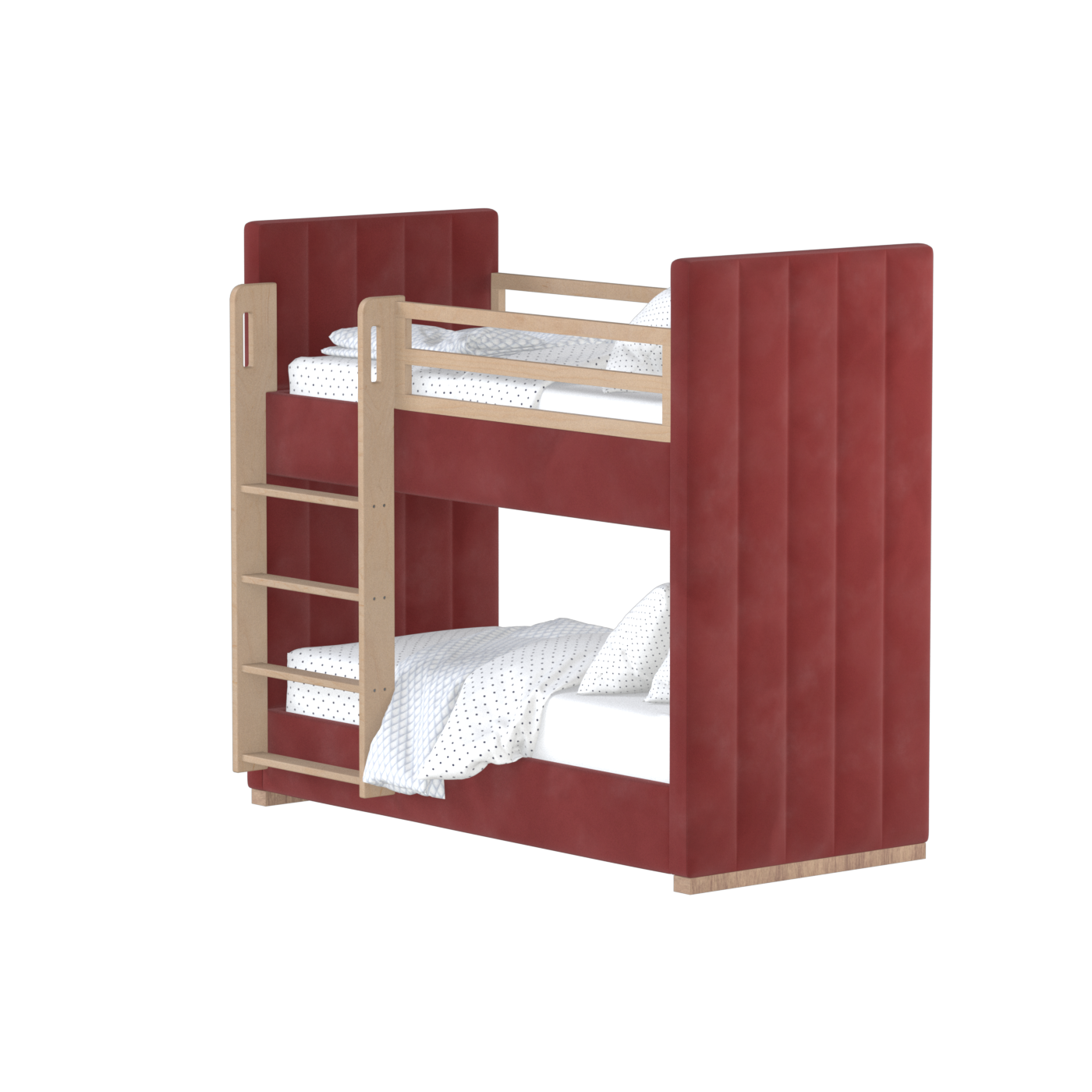 Paolo Bunk Bed with Soft Upholstery and Beechwood Accents