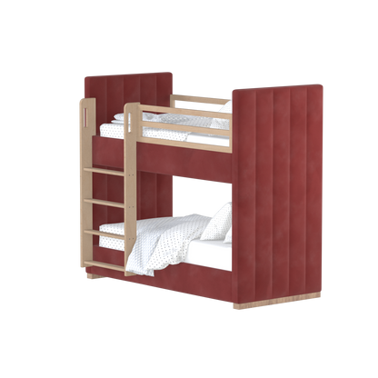 Paolo Bunk Bed with Soft Upholstery and Beechwood Accents