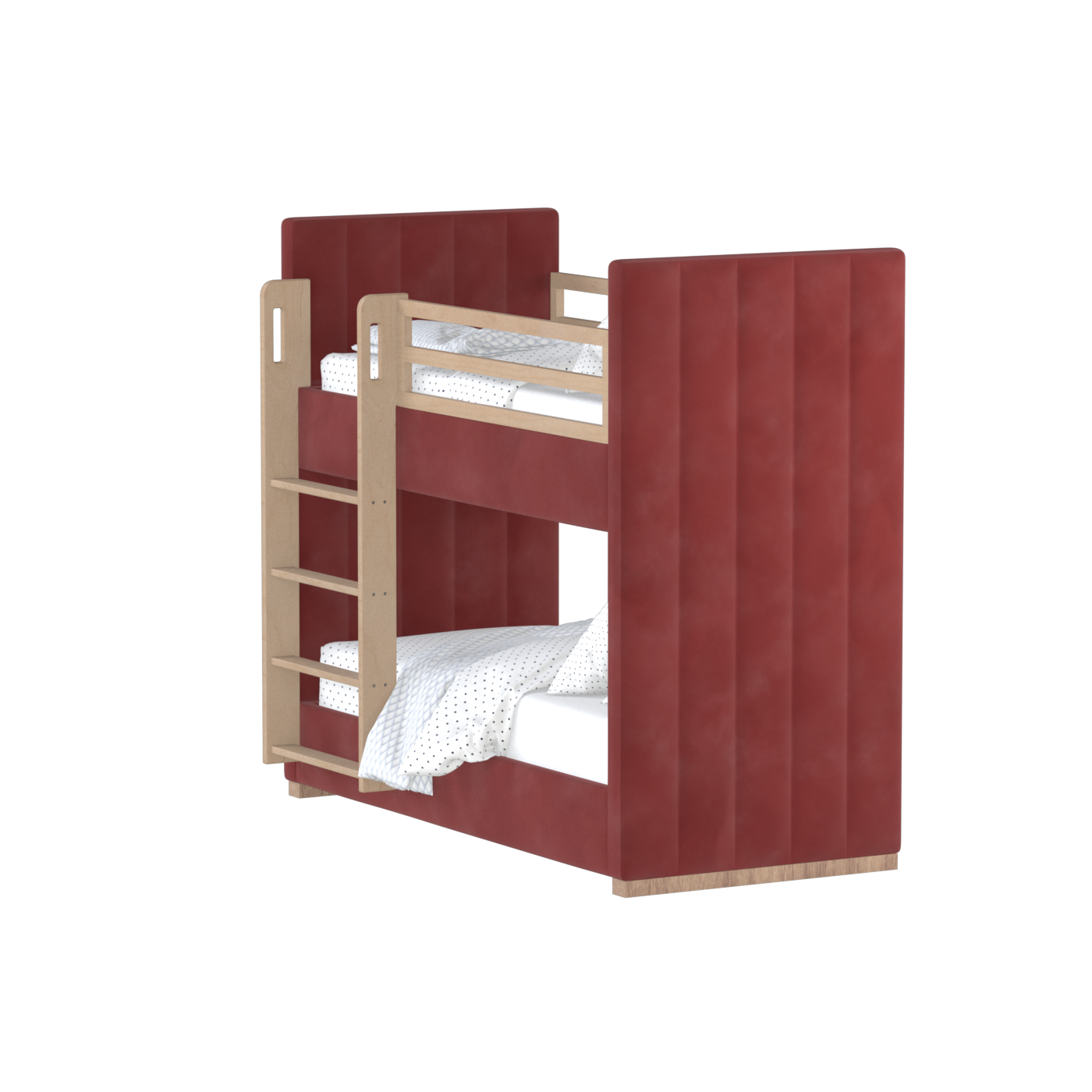 Paolo Bunk Bed with Soft Upholstery and Beechwood Accents
