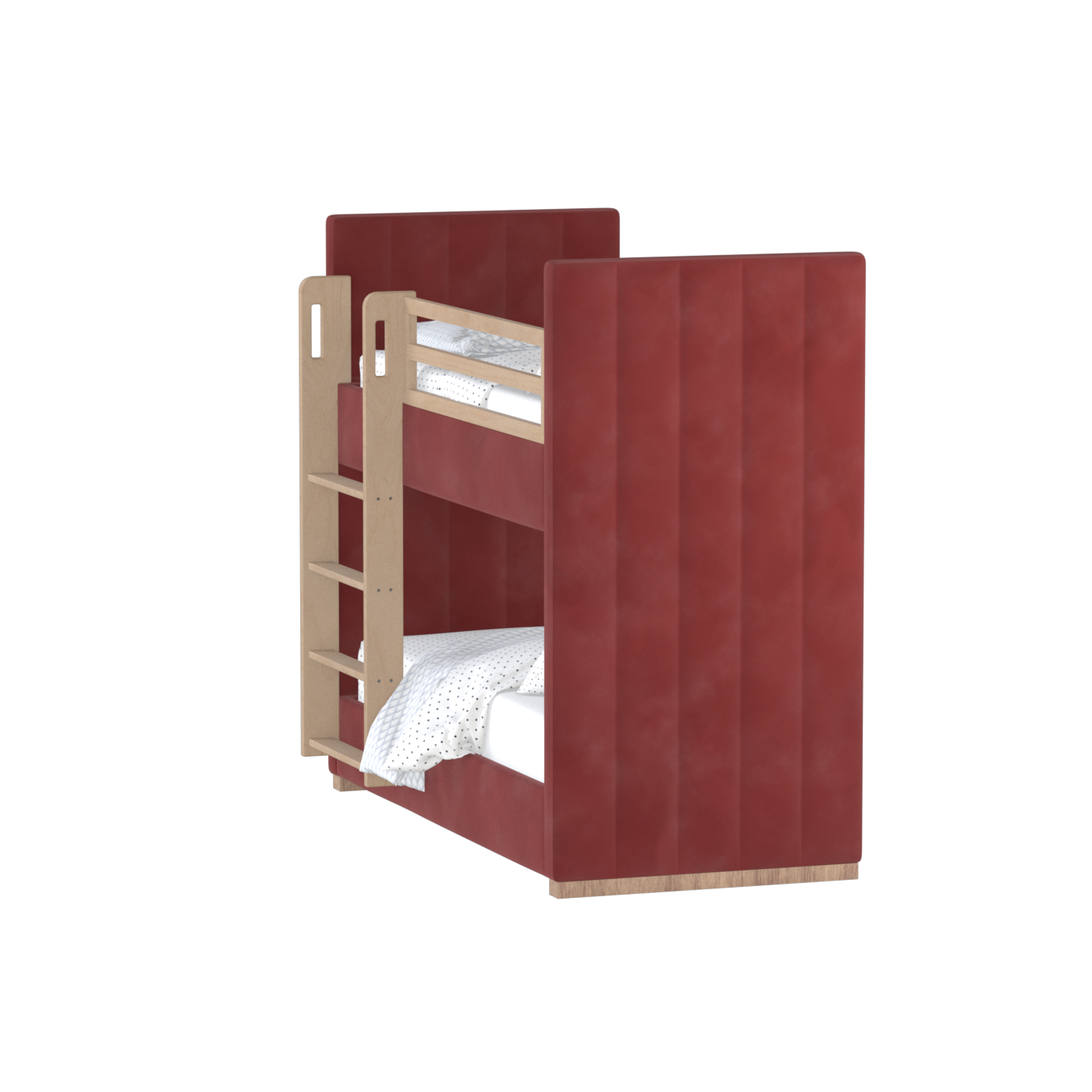 Paolo Bunk Bed with Soft Upholstery and Beechwood Accents