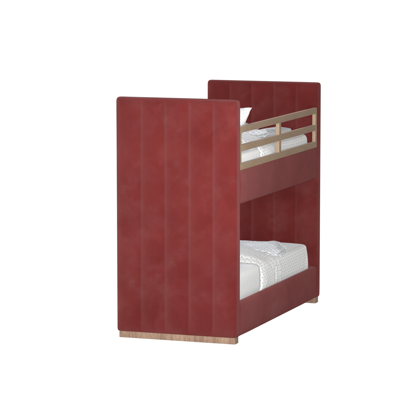 Paolo Bunk Bed with Soft Upholstery and Beechwood Accents