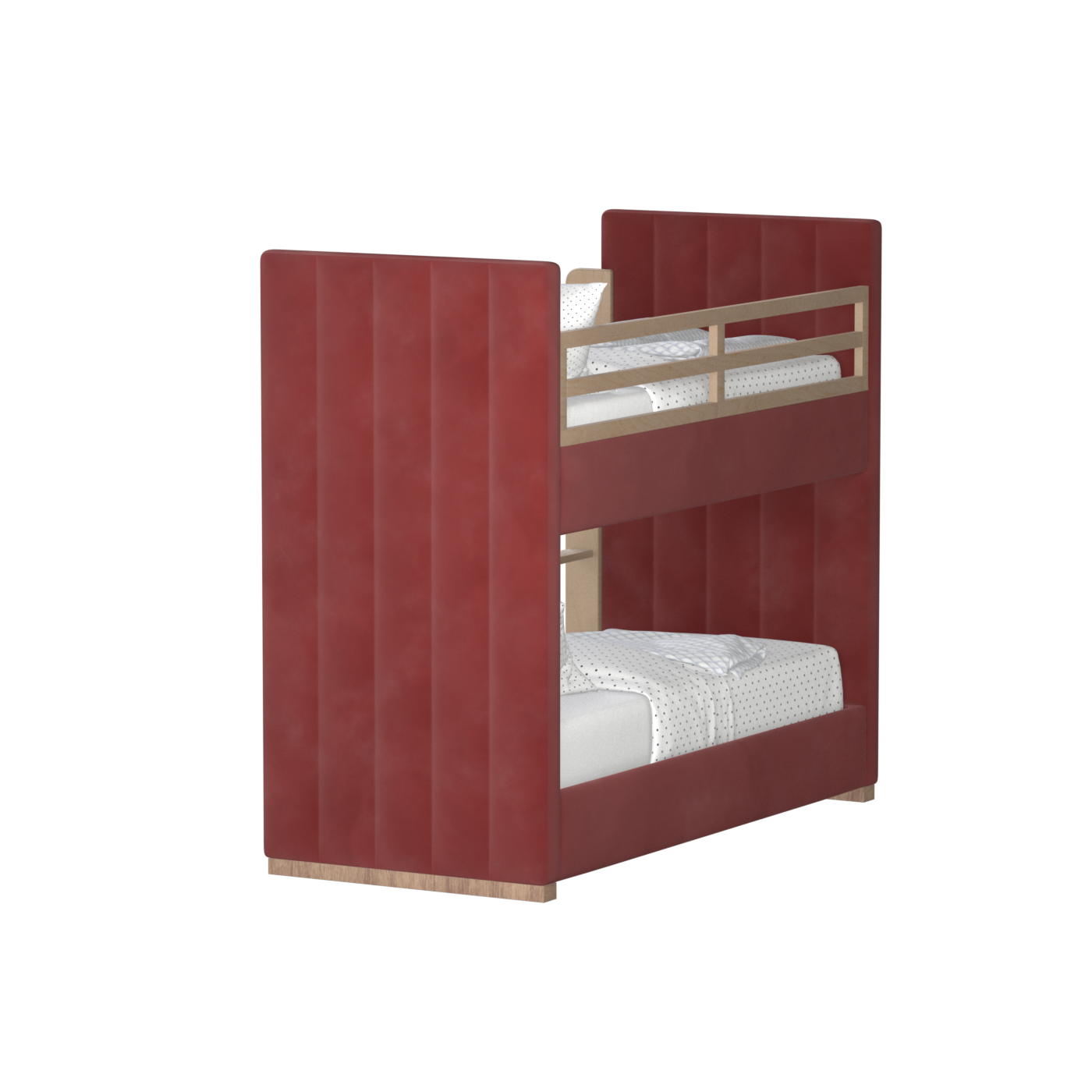 Paolo Bunk Bed with Soft Upholstery and Beechwood Accents