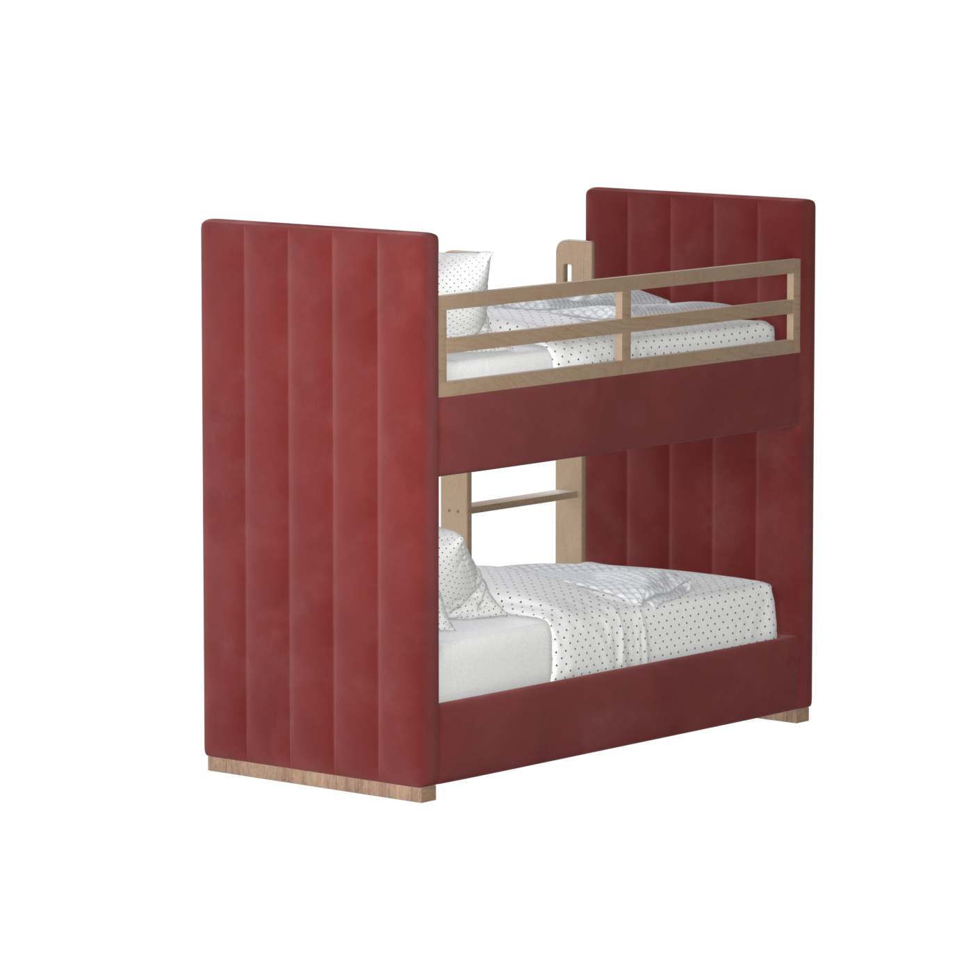 Paolo Bunk Bed with Soft Upholstery and Beechwood Accents