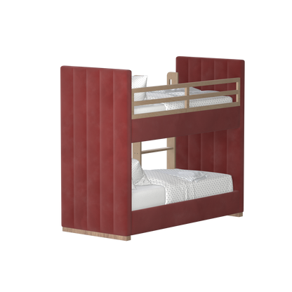 Paolo Bunk Bed with Soft Upholstery and Beechwood Accents