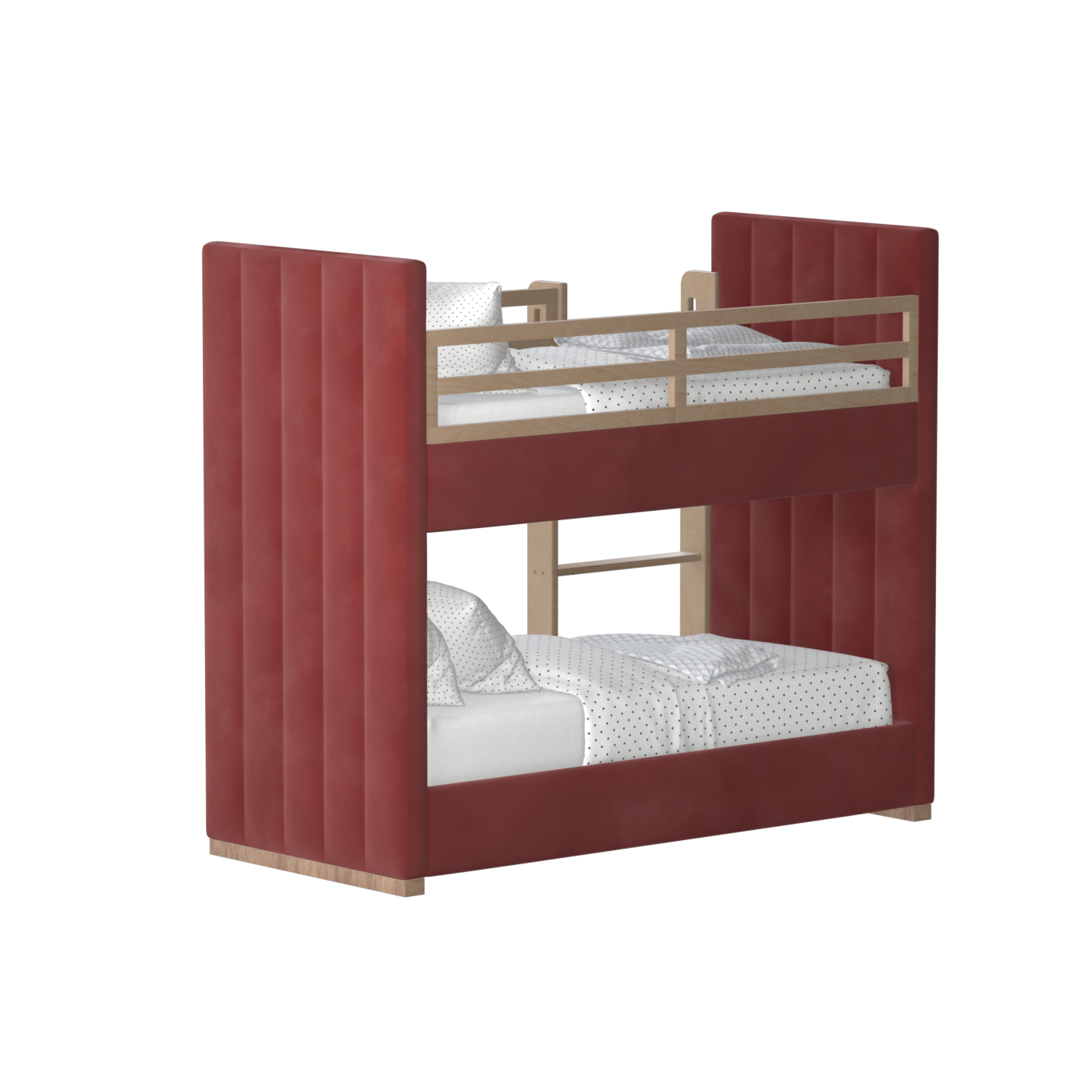Paolo Bunk Bed with Soft Upholstery and Beechwood Accents