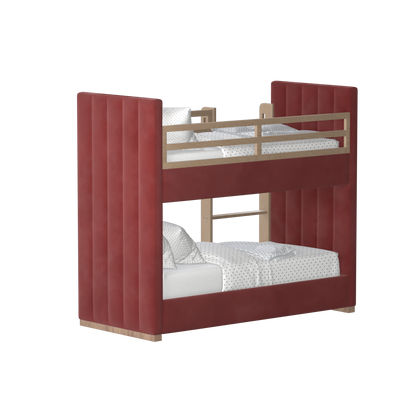 Paolo Bunk Bed with Soft Upholstery and Beechwood Accents
