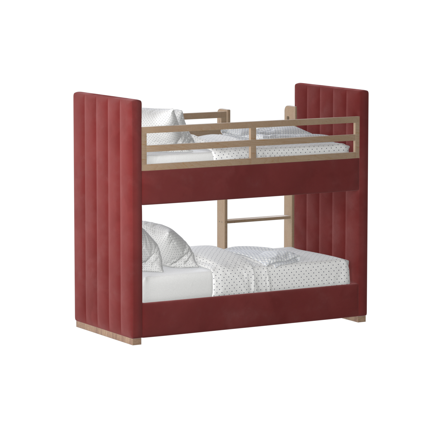 Paolo Bunk Bed with Soft Upholstery and Beechwood Accents