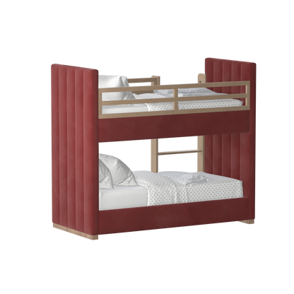 Paolo Bunk Bed with Soft Upholstery and Beechwood Accents