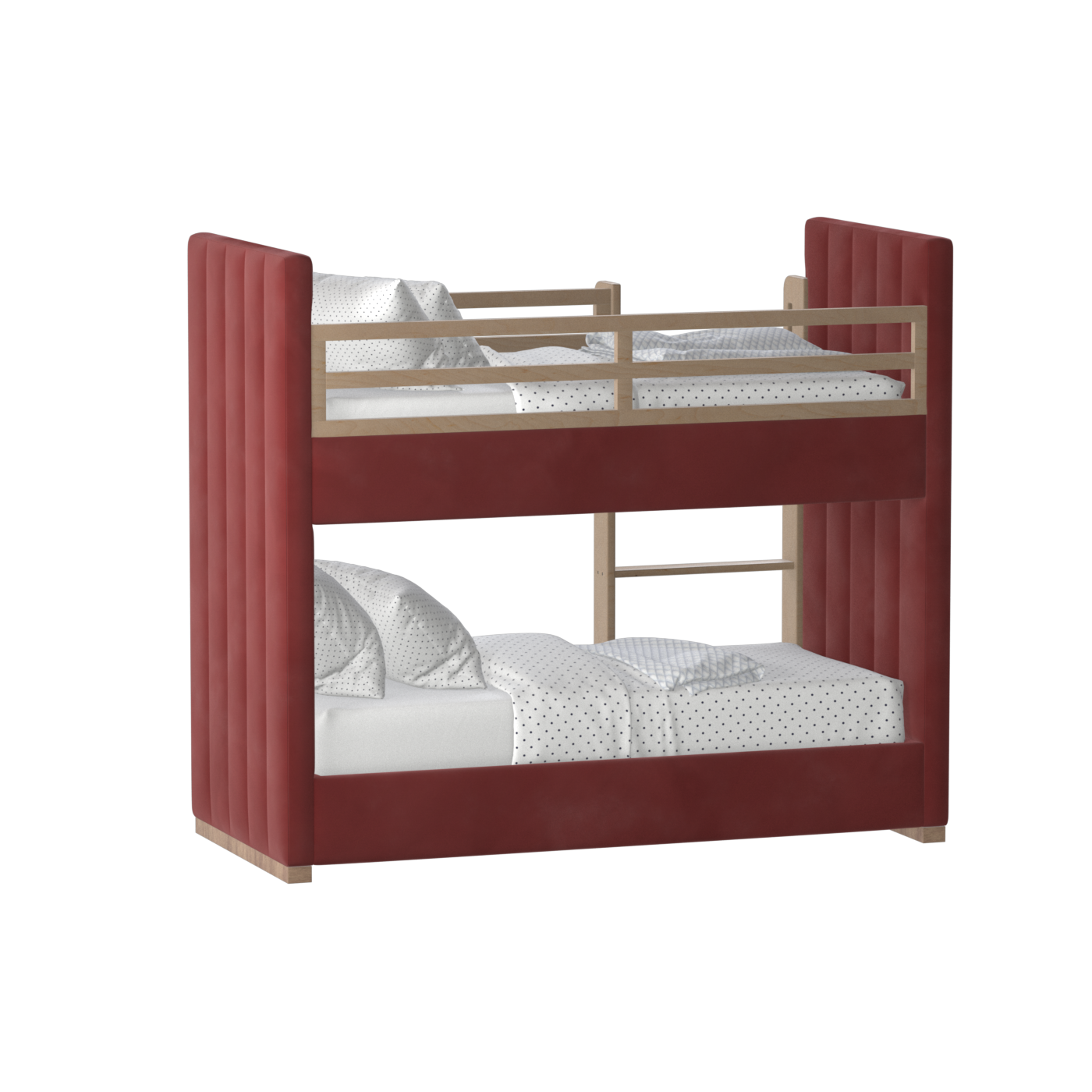 Paolo Bunk Bed with Soft Upholstery and Beechwood Accents