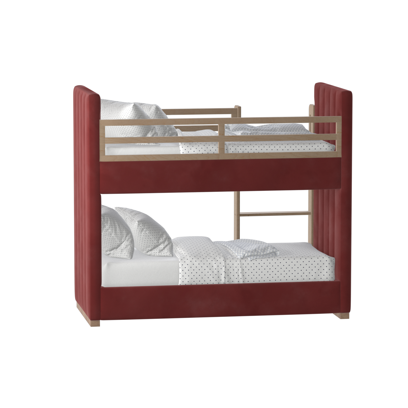Paolo Bunk Bed with Soft Upholstery and Beechwood Accents