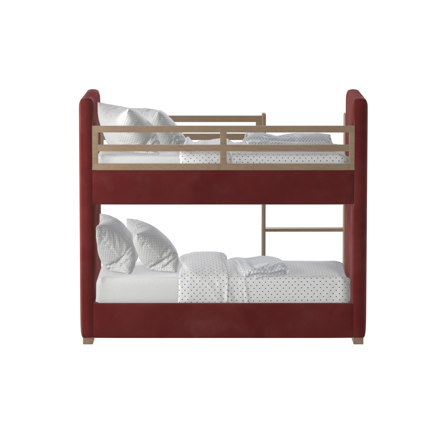 Paolo Bunk Bed with Soft Upholstery and Beechwood Accents
