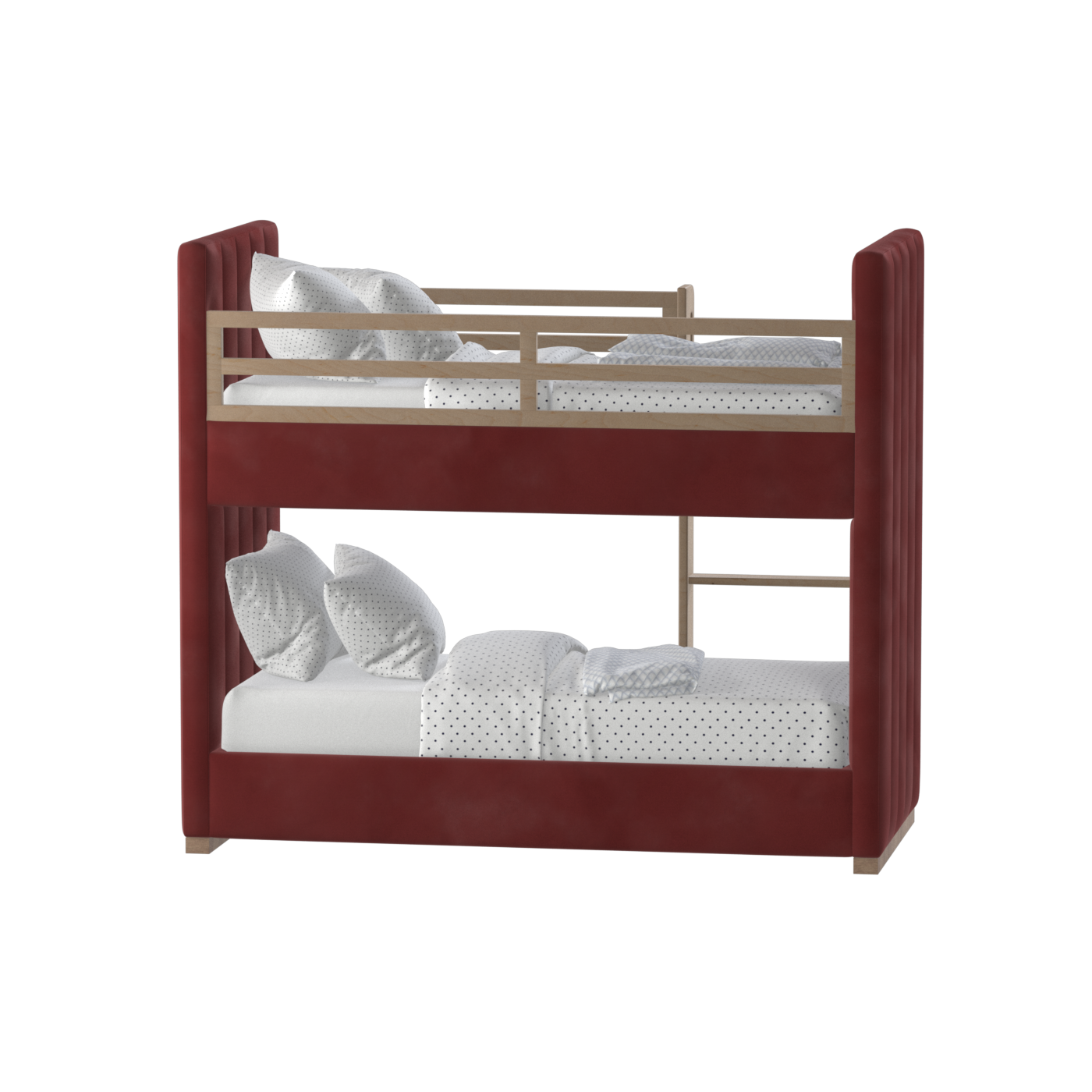 Paolo Bunk Bed with Soft Upholstery and Beechwood Accents