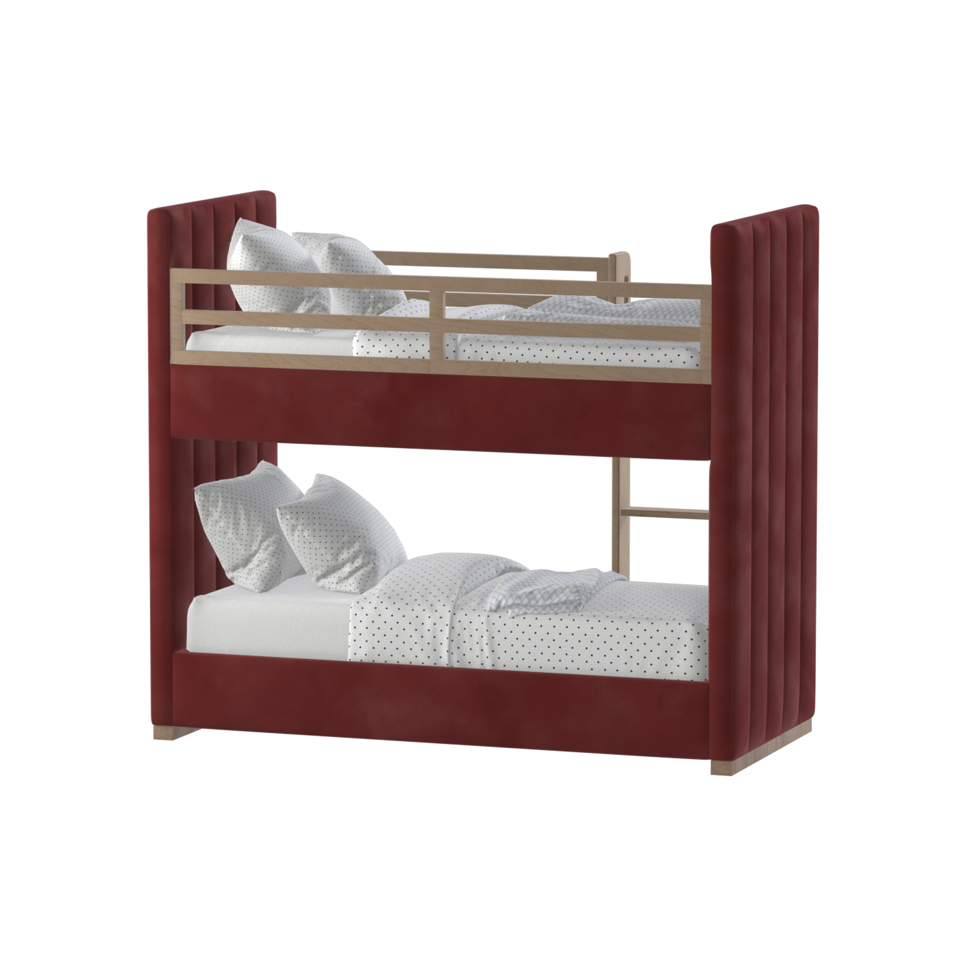 Paolo Bunk Bed with Soft Upholstery and Beechwood Accents