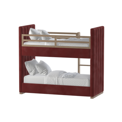 Paolo Bunk Bed with Soft Upholstery and Beechwood Accents
