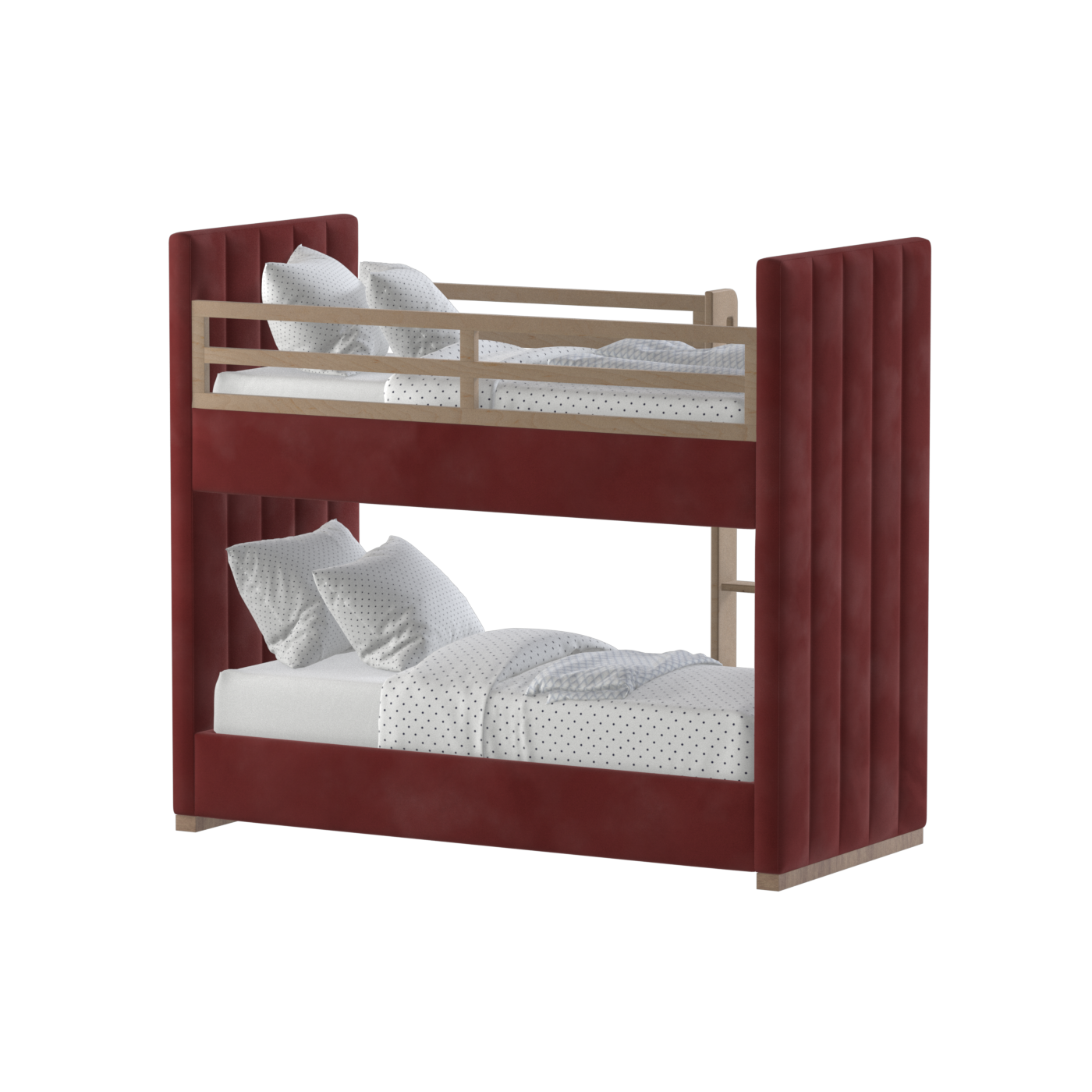 Paolo Bunk Bed with Soft Upholstery and Beechwood Accents
