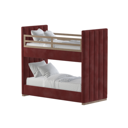 Paolo Bunk Bed with Soft Upholstery and Beechwood Accents