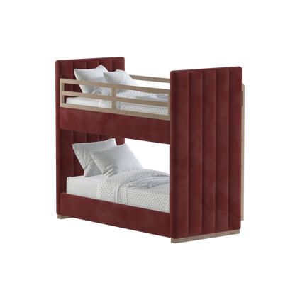 Paolo Bunk Bed with Soft Upholstery and Beechwood Accents