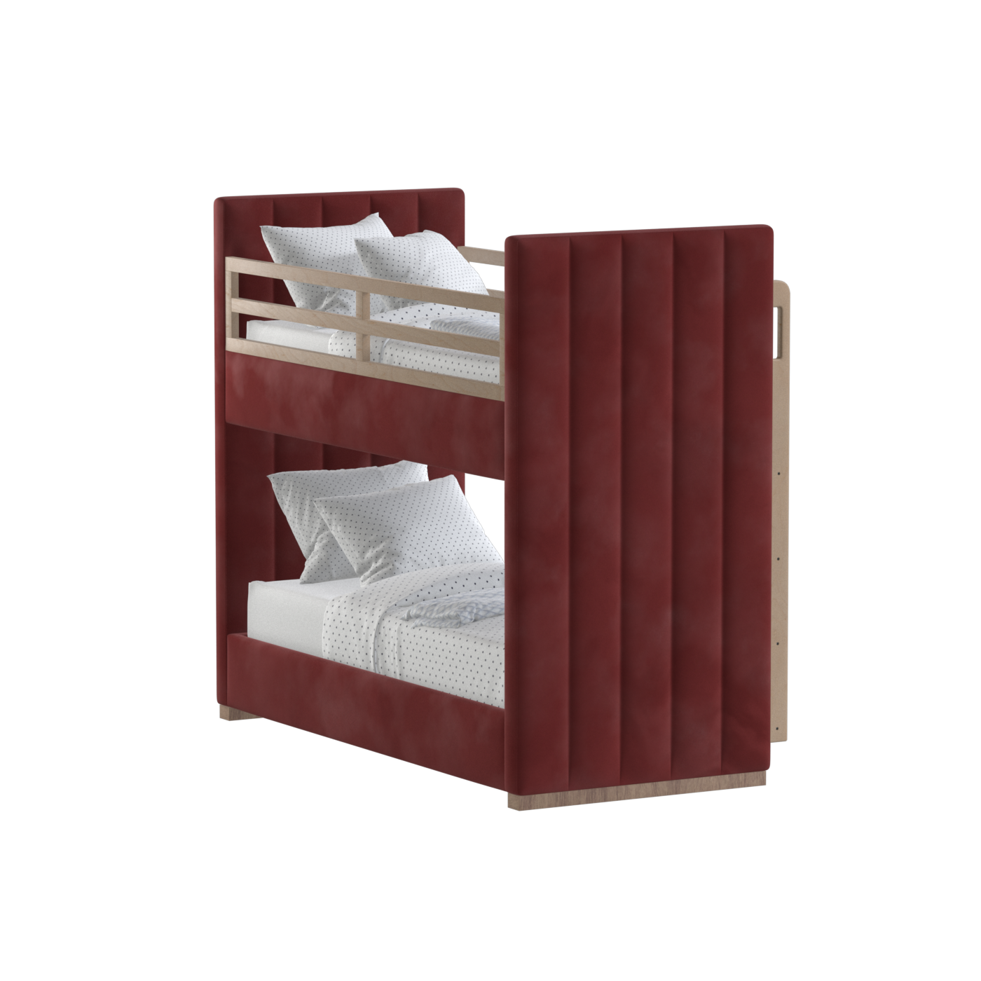 Paolo Bunk Bed with Soft Upholstery and Beechwood Accents