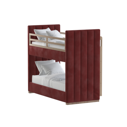 Paolo Bunk Bed with Soft Upholstery and Beechwood Accents