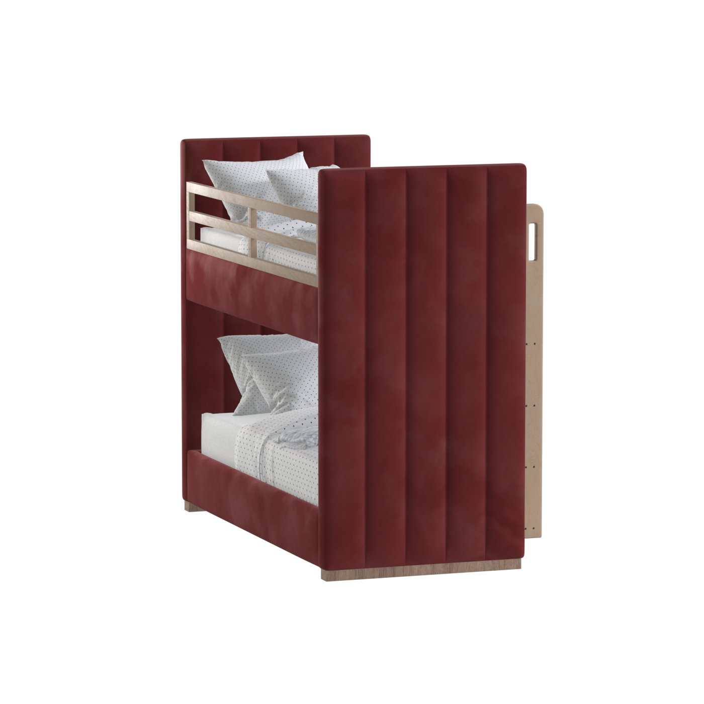 Paolo Bunk Bed with Soft Upholstery and Beechwood Accents