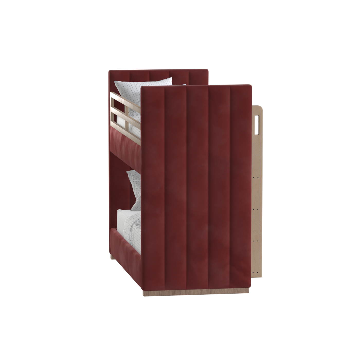 Paolo Bunk Bed with Soft Upholstery and Beechwood Accents