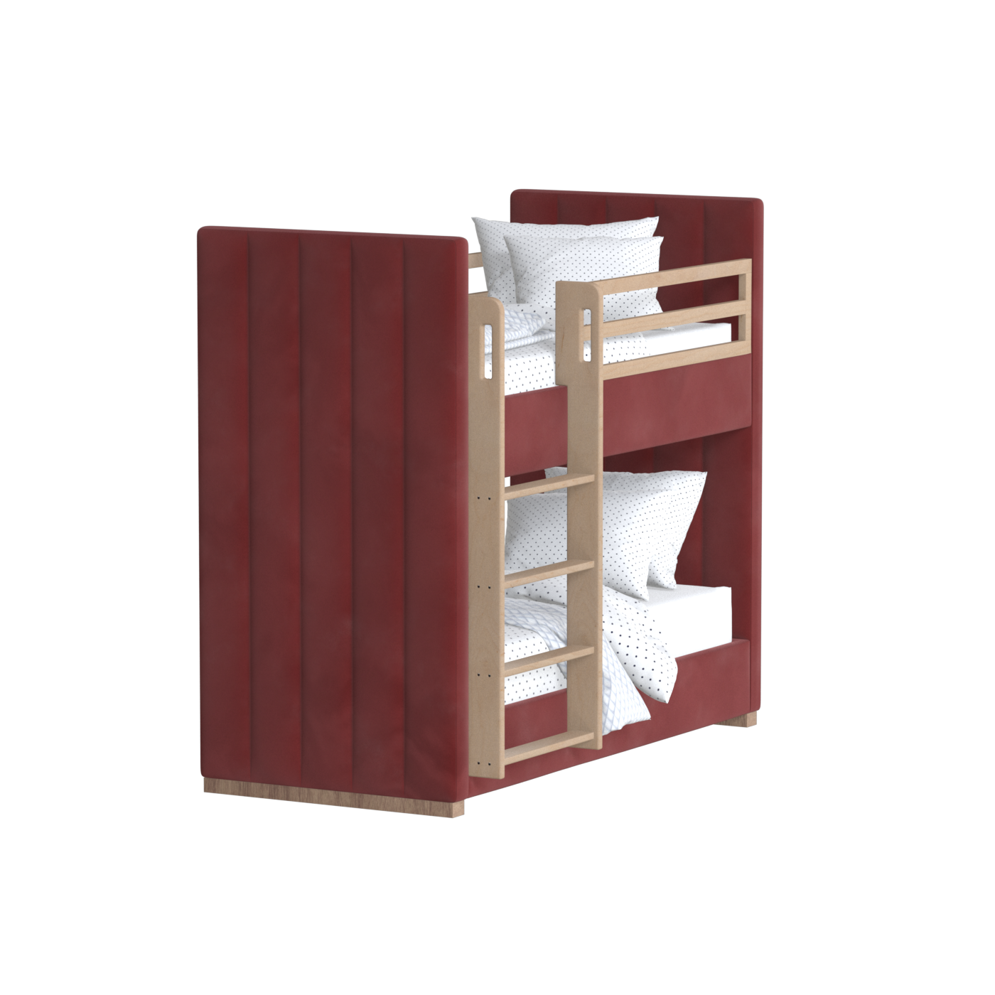 Paolo Bunk Bed with Soft Upholstery and Beechwood Accents