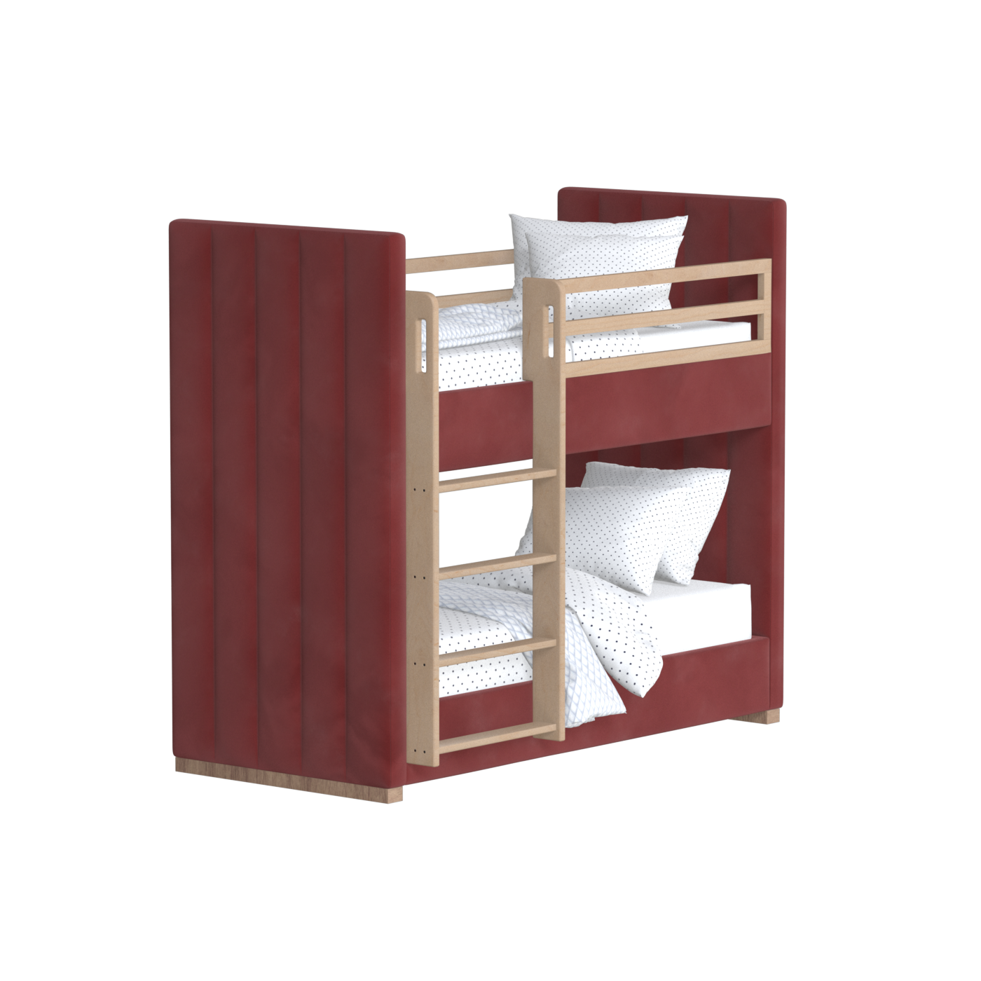 Paolo Bunk Bed with Soft Upholstery and Beechwood Accents
