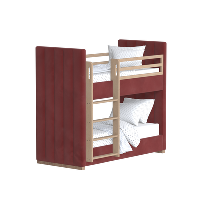 Paolo Bunk Bed with Soft Upholstery and Beechwood Accents