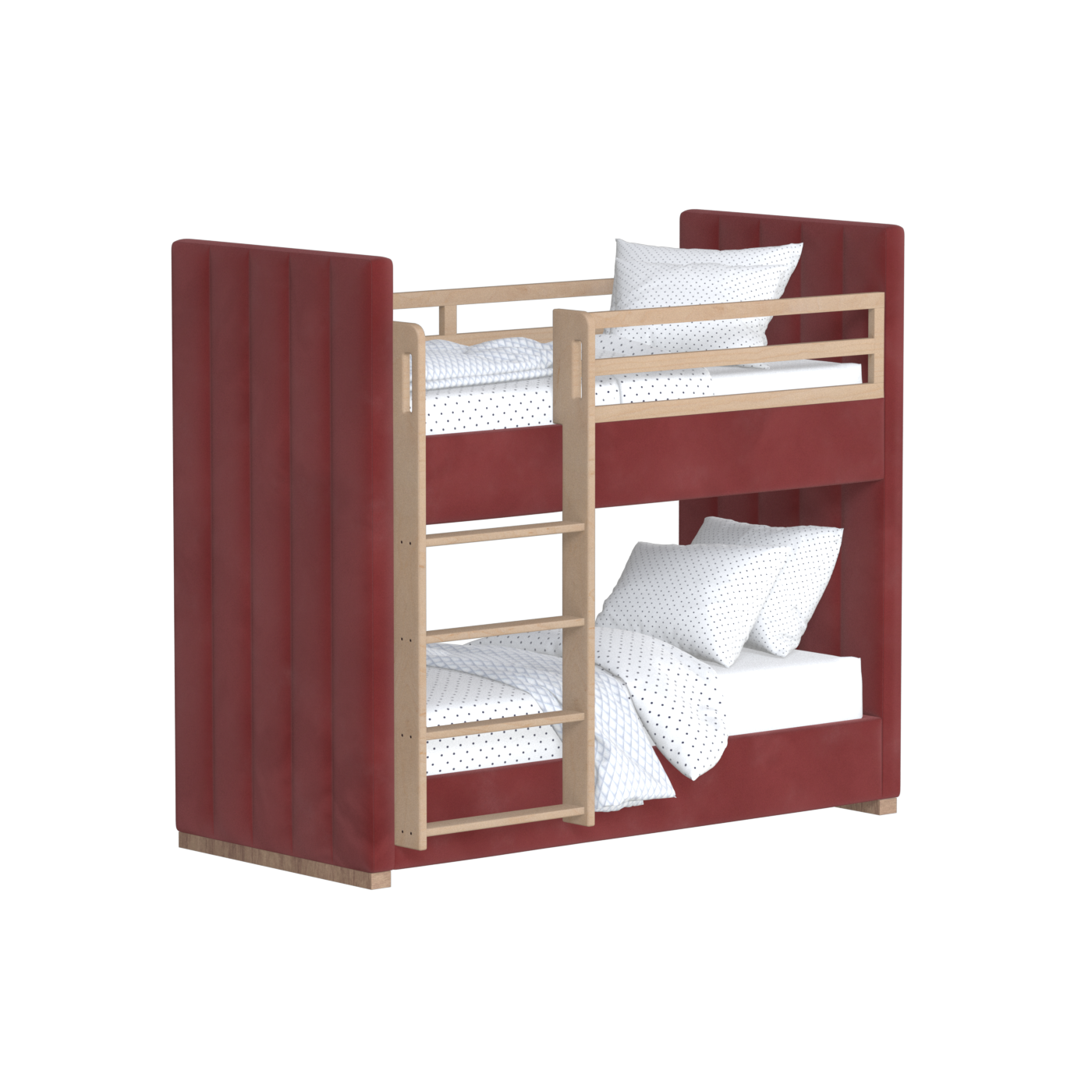 Paolo Bunk Bed with Soft Upholstery and Beechwood Accents