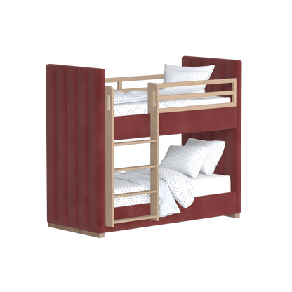Paolo Bunk Bed with Soft Upholstery and Beechwood Accents