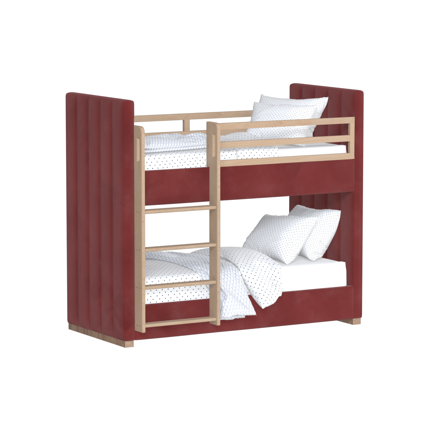 Paolo Bunk Bed with Soft Upholstery and Beechwood Accents