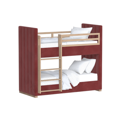 Paolo Bunk Bed with Soft Upholstery and Beechwood Accents