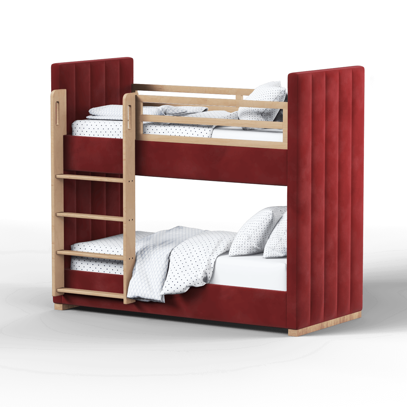 Paolo Bunk Bed with Soft Upholstery and Beechwood Accents