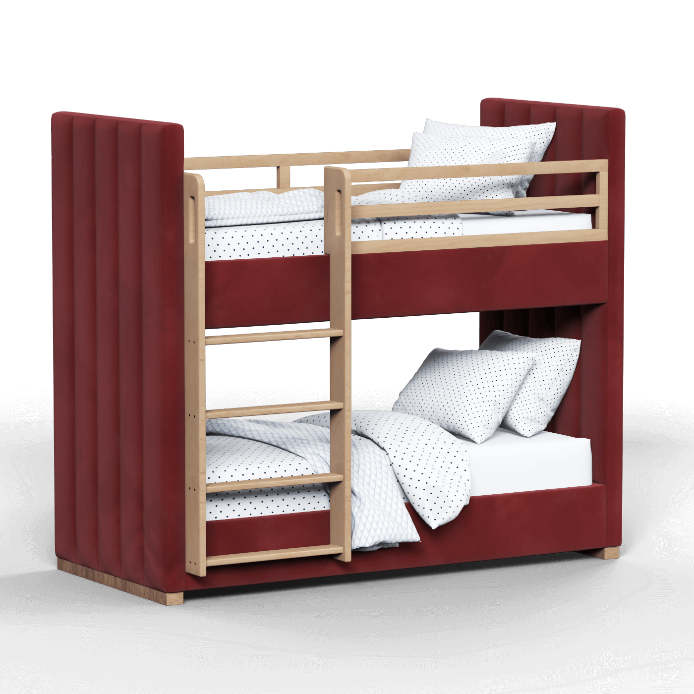 Paolo Bunk Bed with Soft Upholstery and Beechwood Accents
