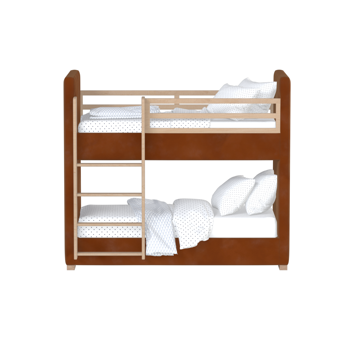 Paolo Bunk Bed with Soft Upholstery and Beechwood Accents