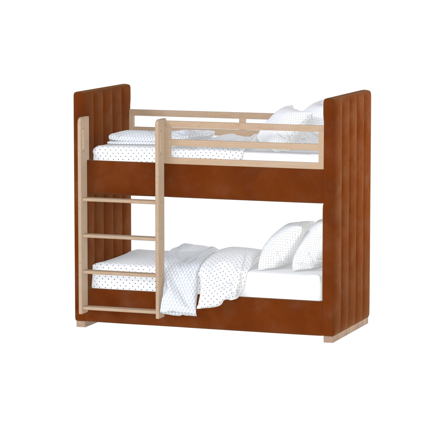 Paolo Bunk Bed with Soft Upholstery and Beechwood Accents